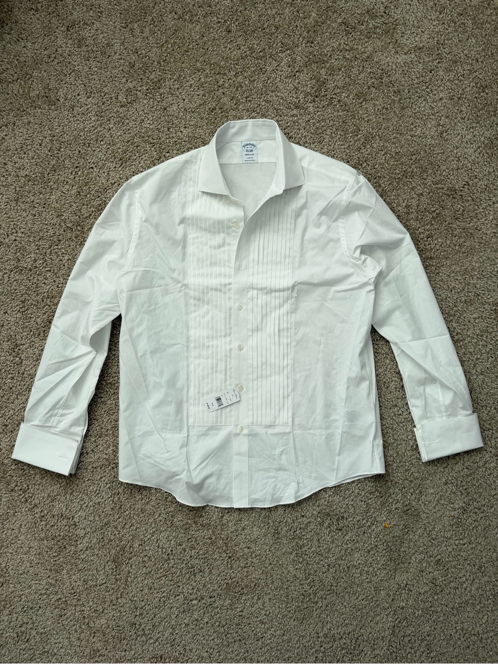 NWT Brooks Brothers White Tuxedo Shirt 16-35 Regular Pleated Bib French Cuff
